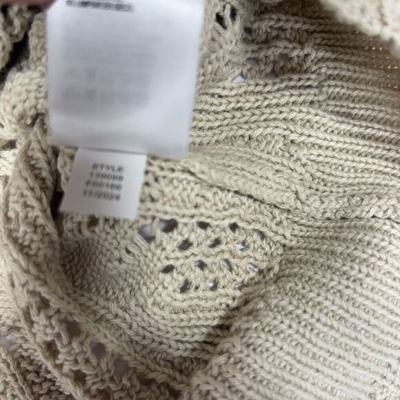 Lucky Brand Women Cotton Open-Stitch Pointelle Pullover Sweater Oat Size Medium - Picture 10 of 14